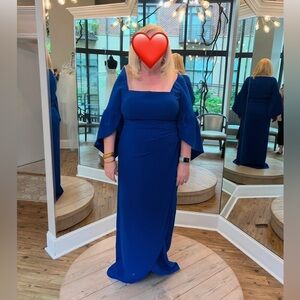 Jovani Blue Ruched Sheath Dress with Dolman Sleeves